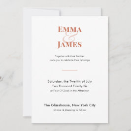 Invitación de Boda Minimalista de Terracota | Códi