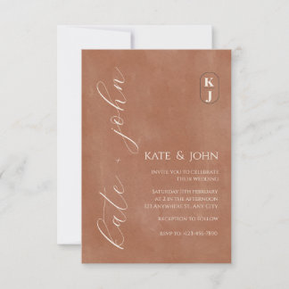 Invitación de boda minimalista de terracota | Mode