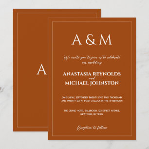 Invitación de boda minimalista de terracota modern