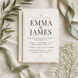 Invitación de boda minimalista editable en verde s
