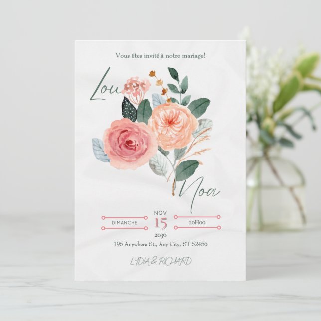 Invitación de Boda Minimalista Elegante (Anverso de pie)