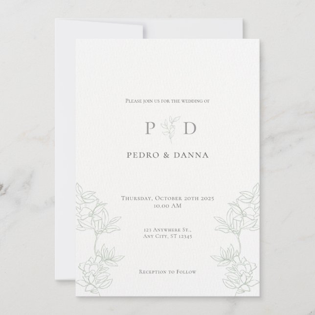 Invitación de boda minimalista elegante (Anverso)