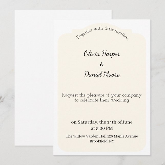 Invitación de boda minimalista elegante (Anverso / Reverso)