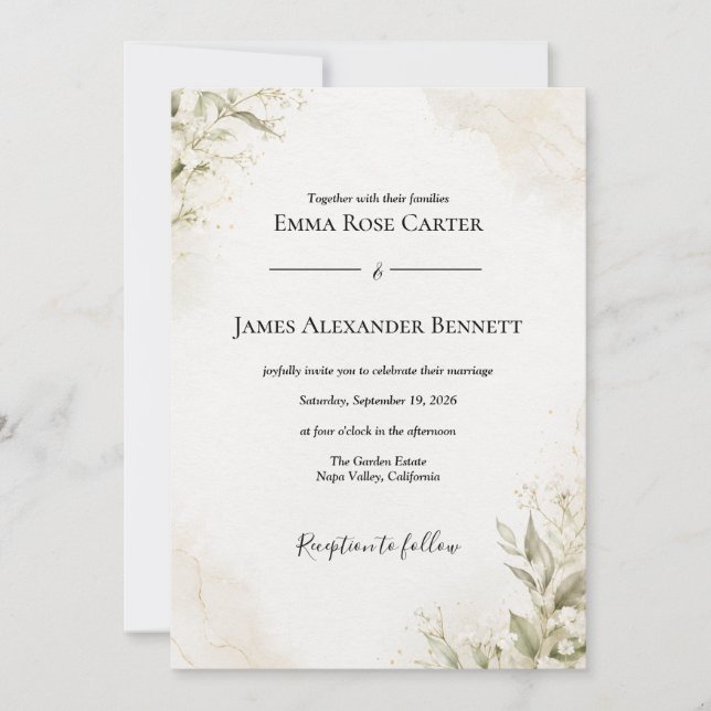 Invitación de boda minimalista elegante (Anverso)