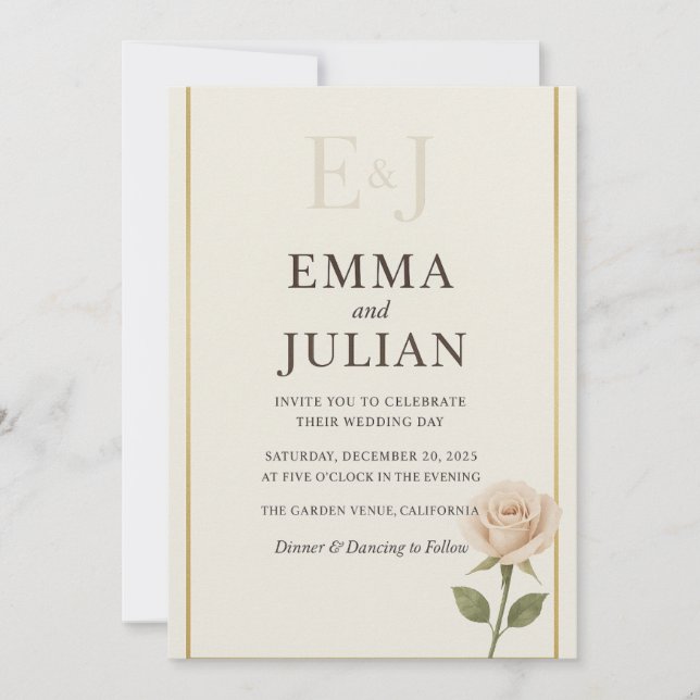 Invitación de boda minimalista elegante (Anverso)
