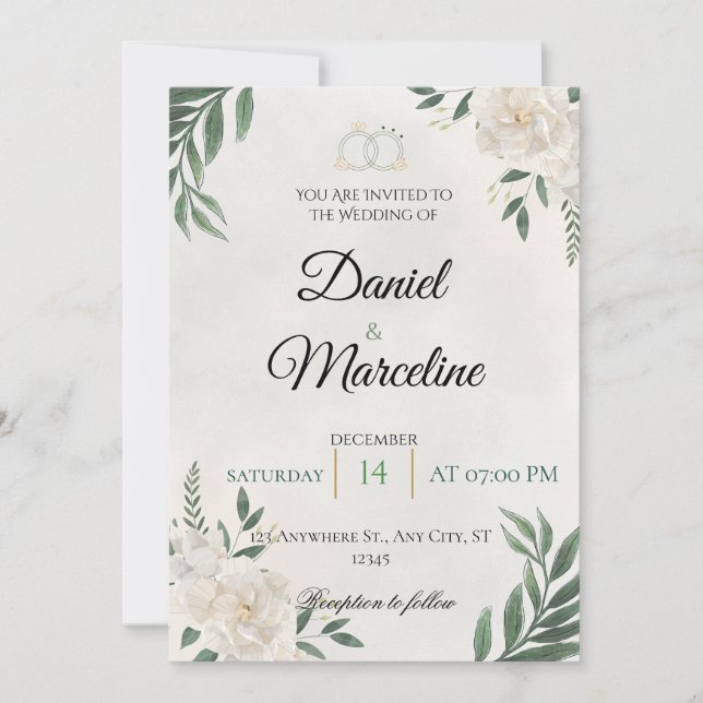 Invitación de boda minimalista elegante (Anverso)