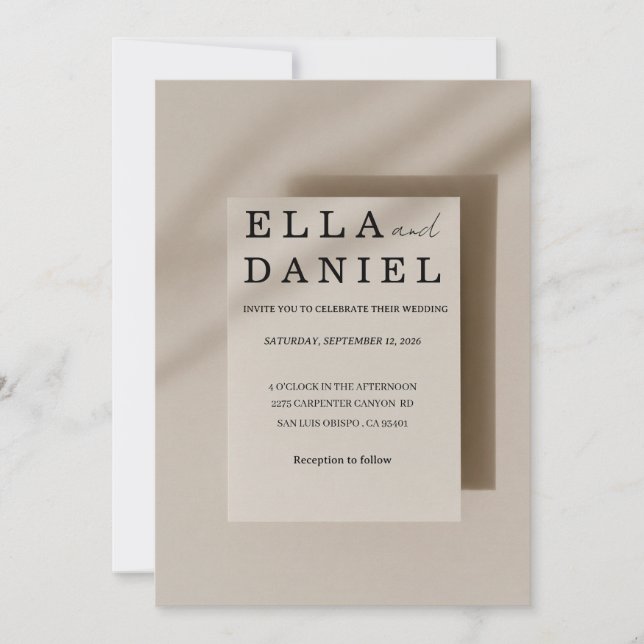 Invitación de boda minimalista elegante (Anverso)