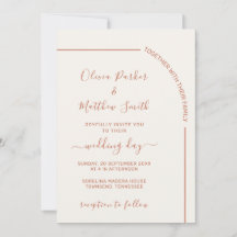 Invitación de boda minimalista elegante de terraco