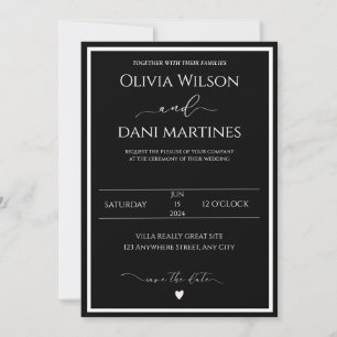 Invitación de Boda Minimalista elegante en blanco 