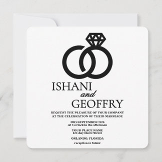 Invitación de boda minimalista elegante en negro y
