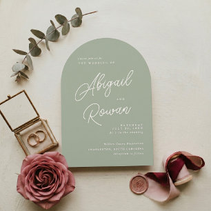 Invitación de boda minimalista elegante en verde s