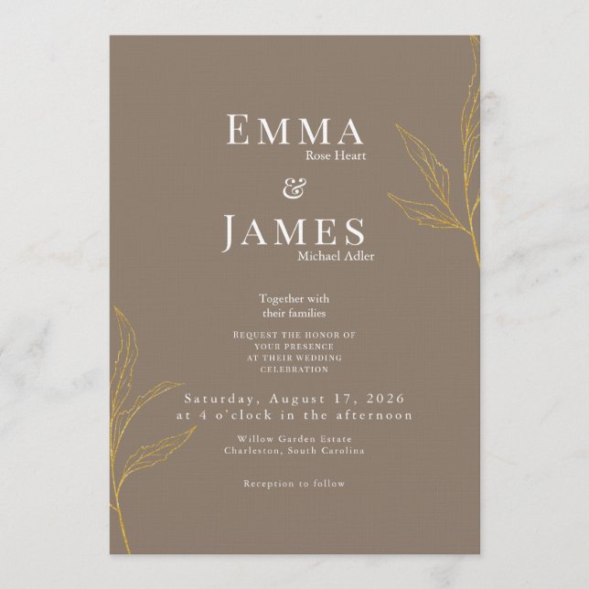 Invitación de boda minimalista elegante | Moderna (Anverso)