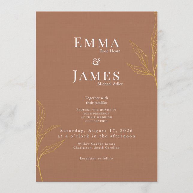 Invitación de boda minimalista elegante | Moderna (Anverso)