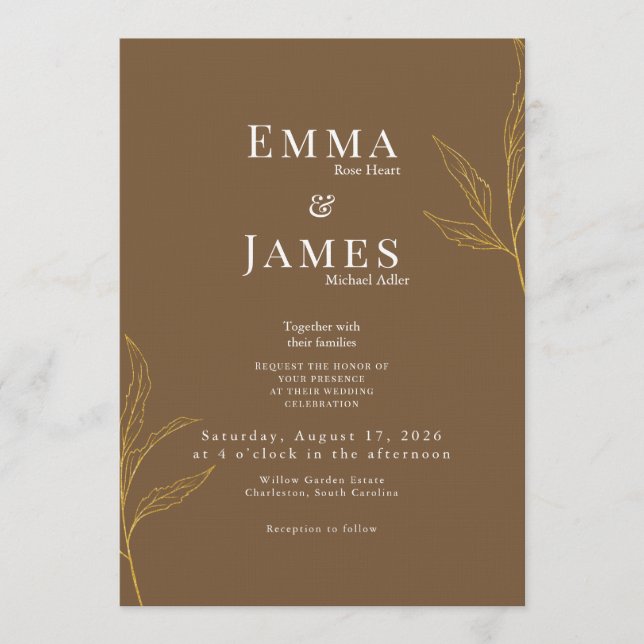 Invitación de boda minimalista elegante | Moderna (Anverso)