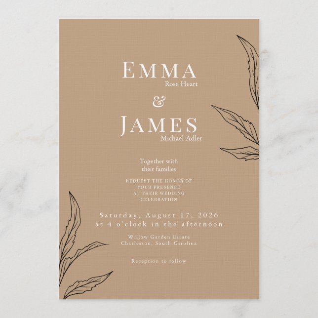 Invitación de boda minimalista elegante | Moderna (Anverso)