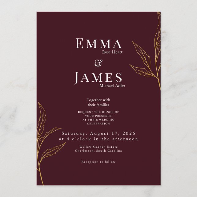Invitación de boda minimalista elegante | Moderna (Anverso)