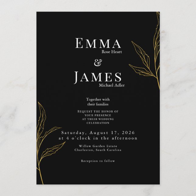 Invitación de boda minimalista elegante | Moderna (Anverso)