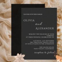 Invitación de boda minimalista elegante negra mode