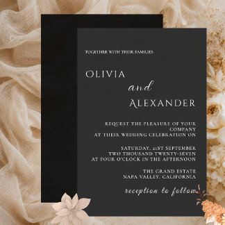 Invitación de boda minimalista elegante negra mode