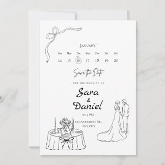 Invitación de boda minimalista elegante para guard