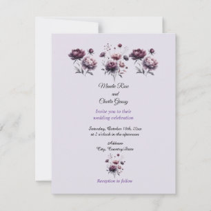 Invitación de boda minimalista elegante peonía púr