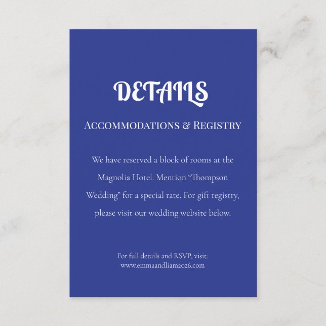 Invitación de Boda Minimalista en Azul Profundo (Anverso)