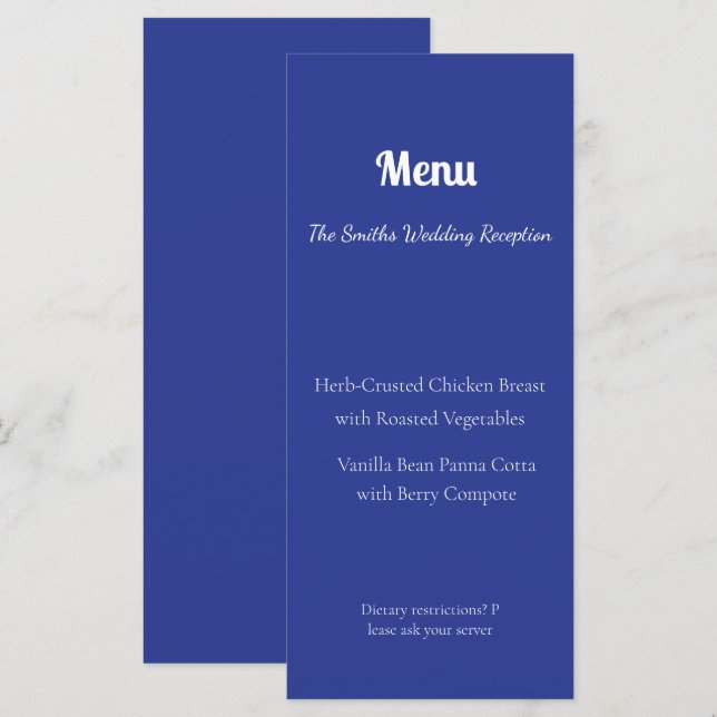 Invitación de Boda Minimalista en Azul Profundo (Anverso / Reverso)