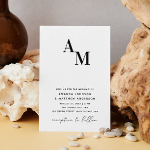 Invitación de Boda Minimalista en Blanco y Negro +