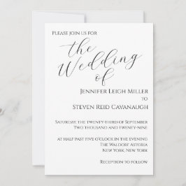 Invitación de boda minimalista en blanco y negro