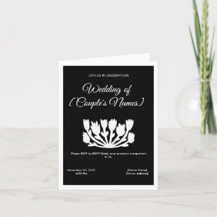 Invitación de boda minimalista en blanco y negro d