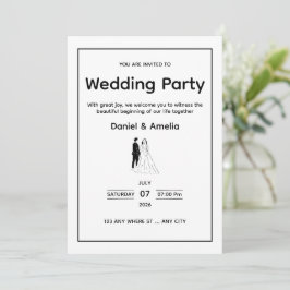 Invitación de boda minimalista en negro y blanco