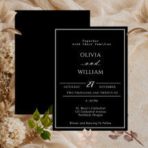 Invitación de boda minimalista en negro y blanco