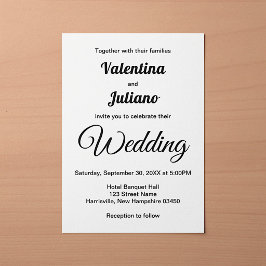 Invitación de boda minimalista en negro y blanco