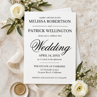 Invitación de boda minimalista en negro y blanco