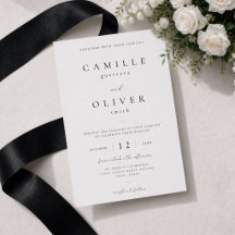 Invitación de boda minimalista en negro y blanco