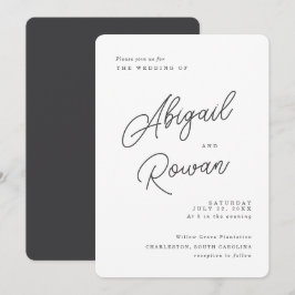 Invitación de boda minimalista en negro y blanco c