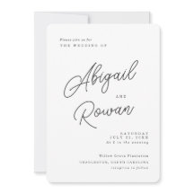 Invitación de boda minimalista en negro y blanco c