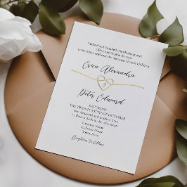 Invitación de boda minimalista en oro negro y blan