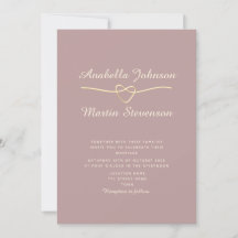 Invitación de Boda Minimalista en Rosa Polvo Dorad