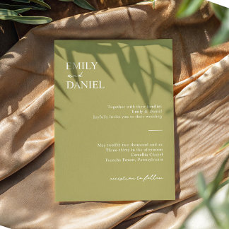 Invitación de boda minimalista en verde oliva
