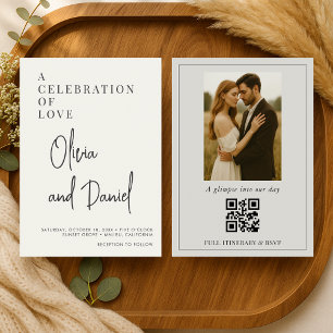 Invitación de boda minimalista en verde salvia con