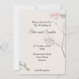 Invitación de boda minimalista, floración verde y 