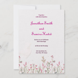 Invitación de boda minimalista floral