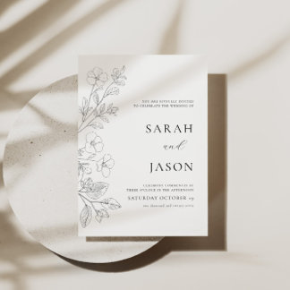 Invitación de Boda Minimalista Floral