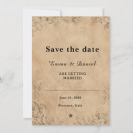 Invitación de boda minimalista floral