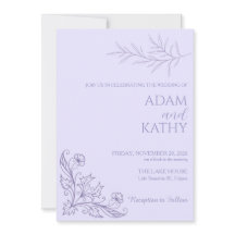 Invitación de Boda Minimalista Floral Lavanda
