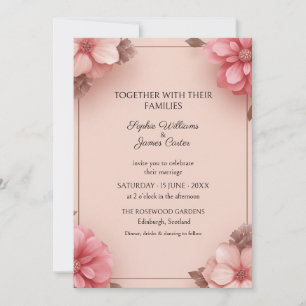 Invitación de boda minimalista floral rosa rubor