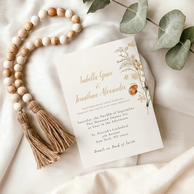 Invitación de boda minimalista floral rústica (Subido por el creador)