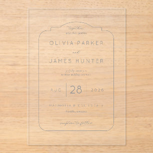 Invitación de Boda Minimalista Gris Elegante