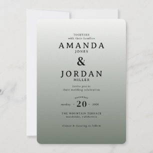Invitación de Boda Minimalista Gris Elegante